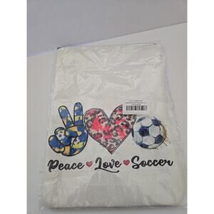 Make Up Bag Book Bag Canvas 'Peace - Love - Soccer' - Extra Pocket